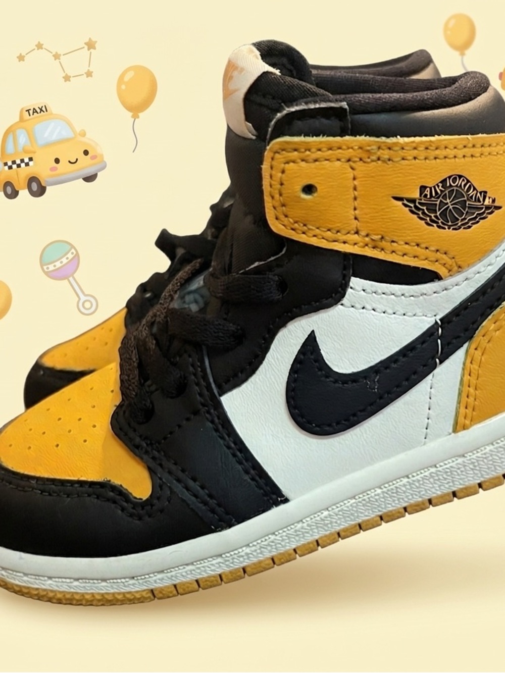 Jordan Kids High-Top Sneakers - Black, Yellow & White